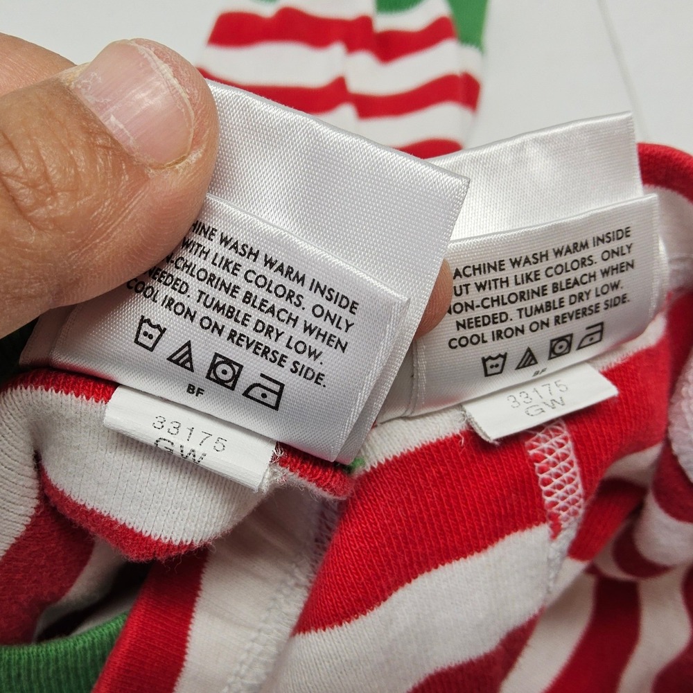 Hanna‎ Andersson Pajama Set Kids Size 3 Red White Green Striped Organic Cotton - Picture 9 of 9